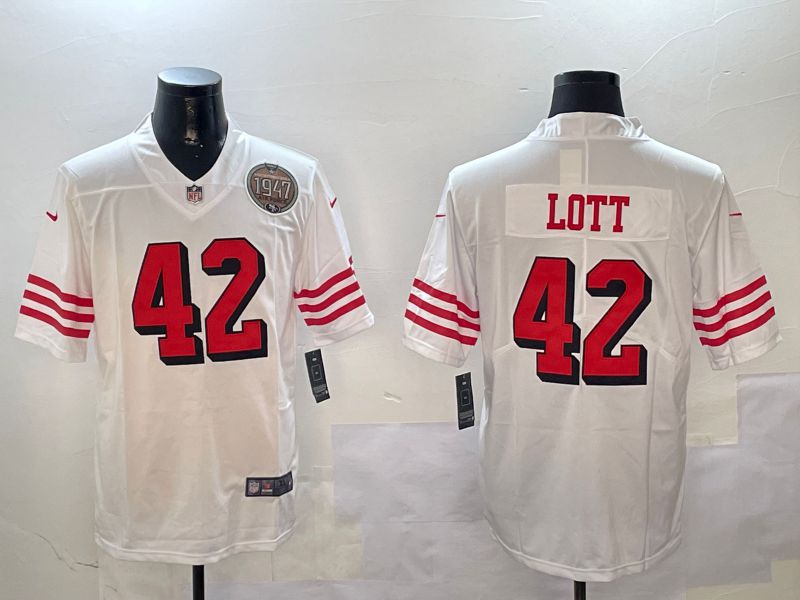 Men San Francisco 49ers 42 Lott White Throwback 2024 Nike Limited NFL Jersey style 01042